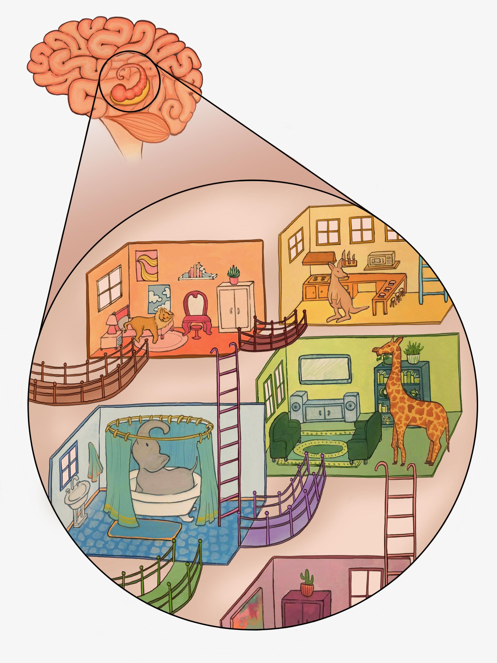 Artwork depicting the 'mind palace' which allows people to place memories in a mental space resulting in better recall of those memories