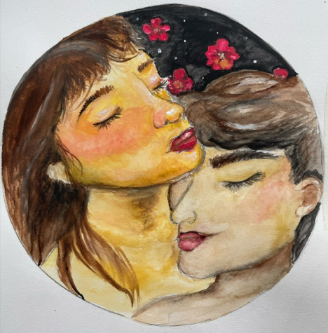 Two people hugging art